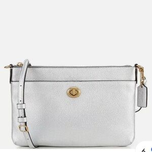 Coach Polly Crossbody Leather Bag C7202 - Metallic Silver
